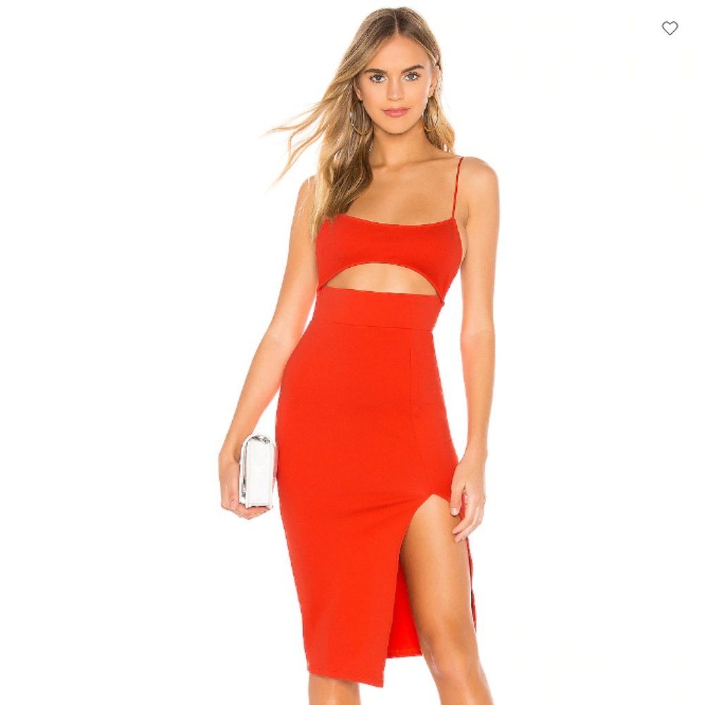 NWT Superdown Orange or Light Red Bodycon Trista Dress Baddie Cut Out Size Small